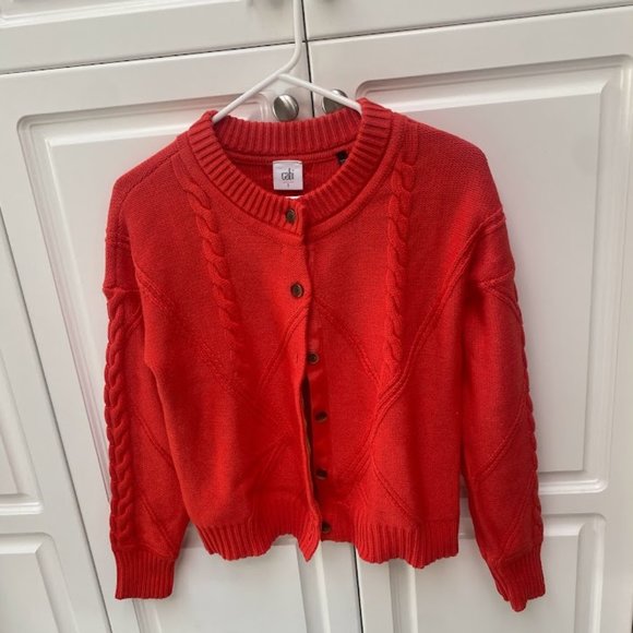 Cabi #5449 Cable Knit Cardigan Sweater in Orange Size Small - Picture 4 of 4